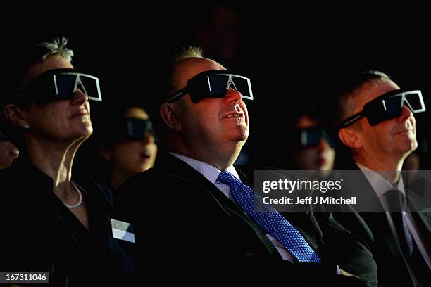 Alex Salmond, Scotland's First Minister attends the unveiling of a 3D visualization of a human head and neck on April 24, 2013 in Glasgow, Scotland....