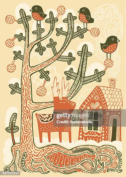 winter wonderland - robin vector stock illustrations