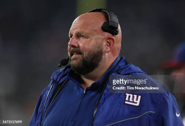 Head coach Brian Daboll of the New York Giants is seen on the sideline during the second half against the Dallas Cowboys at MetLife Stadium on...