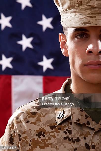 us marines soldier portrait - us marine corps stock pictures, royalty-free photos & images
