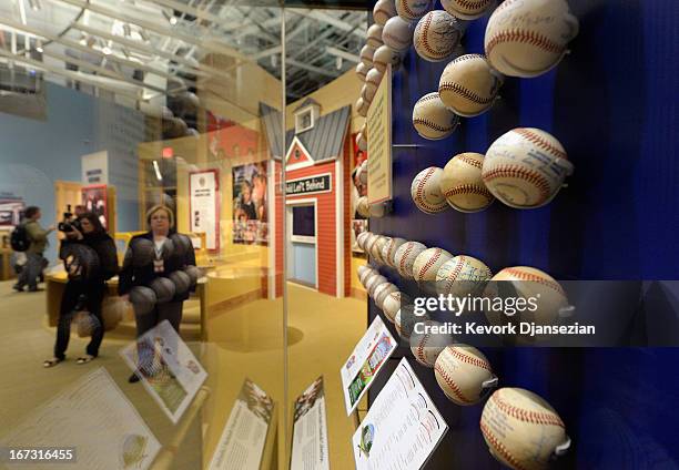 President George W. Bush's baseball collection is displayed in the George W. Bush Presidential Center on the campus of Southern Methodist University...