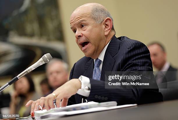 Administrator Michael Huerta testifies before a subcommittee of the House Appropriations committee on Capitol Hill April 24, 2013 in Washington, DC....