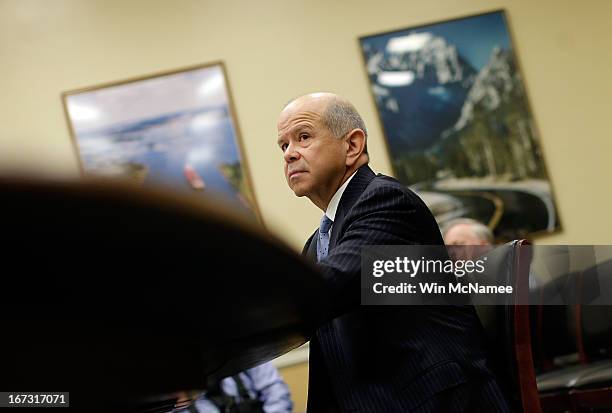 Administrator Michael Huerta testifies before a subcommittee of the House Appropriations committee on Capitol Hill April 24, 2013 in Washington, DC....