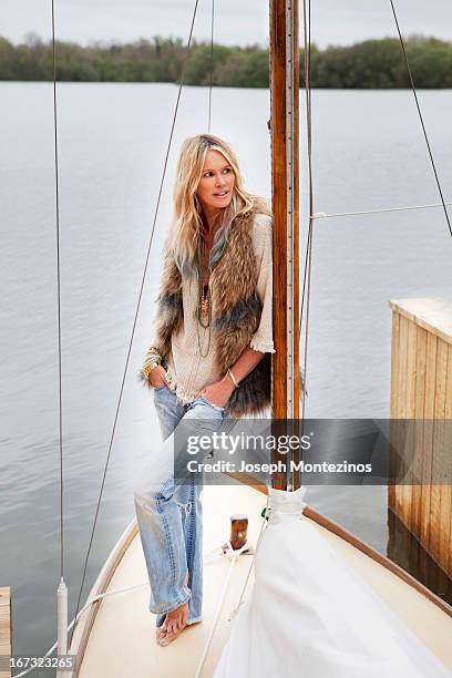 Model Elle Macpherson is photographed at home for Yoo Magazine on May 3, 2012 in Cotswolds, England.