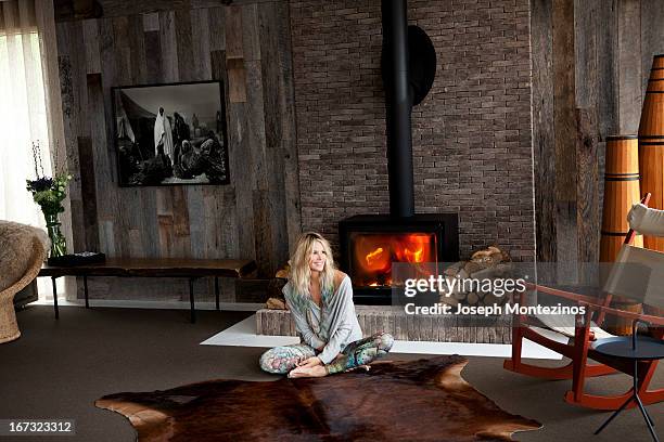 Model Elle Macpherson is photographed at home for Yoo Magazine on May 3, 2012 in Cotswolds, England.
