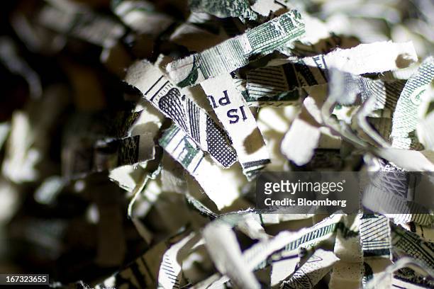 Pile of shredded U.S. Currency is arranged for a photograph in Washington, D.C., U.S., on Wednesday, April 24, 2013. The S&P 500 has surged 134...