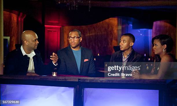 Hoodwinked, Bamboozled, and Ambushed" Episode 104 -- Pictured: Judges Don Vito, Kwame Waters, Victor Jackson, Kandi Burruss --