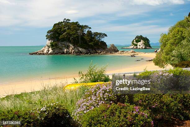 torlesse rock, kaiteriteri, tasman región, nueva zelanda - nelson new zealand fotografías e imágenes de stock