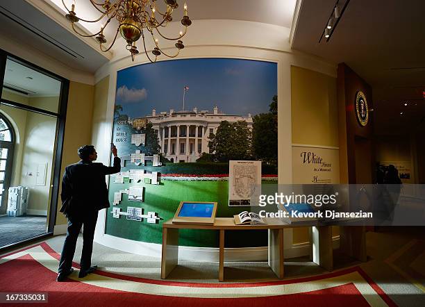 Display on the White House Workplace is seen at the George W. Bush Presidential Center on the campus of Southern Methodist University on April 24,...
