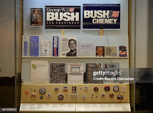 Display of presidential campaign memorabilia is seen at the George W. Bush Presidential Center on the campus of Southern Methodist University i seen...