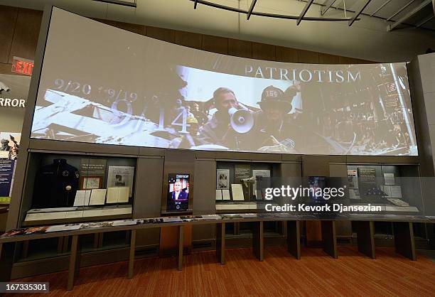 Display on the September 11 terrorist attacks portion of the George W. Bush Presidential Center on the campus of Southern Methodist University is...