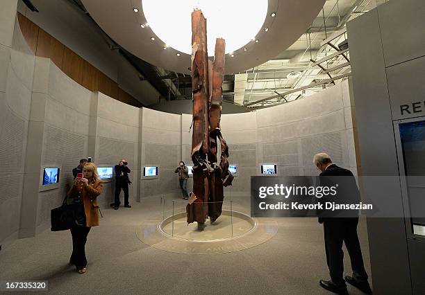 Steel beams from the World Trade Center are dispalyed in the September 11 terrorist attacks portion of the George W. Bush Presidential Center on the...