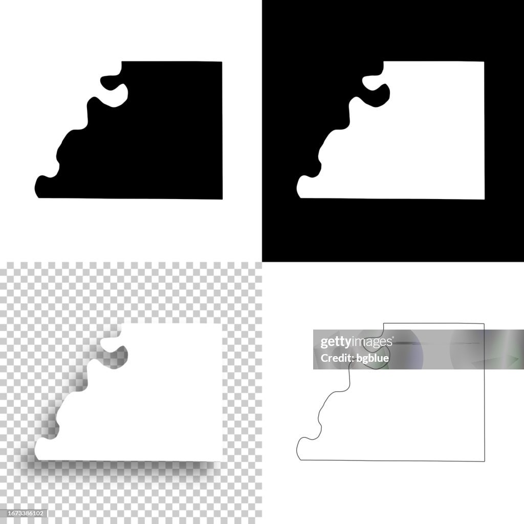 Buchanan County, Missouri. Maps for design. Blank, white and black backgrounds