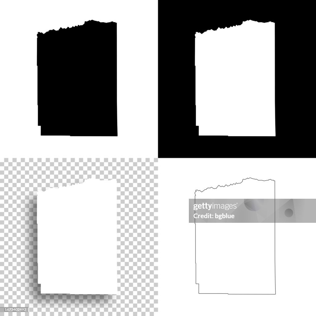 Duchesne County, Utah. Maps for design. Blank, white and black backgrounds