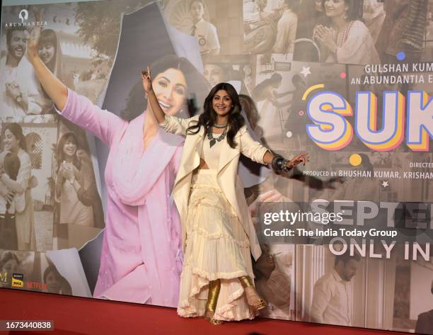 Mumbai, India – September 06: Bollywood actress Shilpa Shetty during the trailer launch of her upcoming film Sukhee in Mumbai, Maharashtra on...