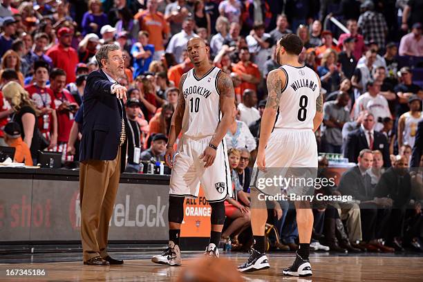 Carlesimo, Keith Bogans and Deron Williams of the Brooklyn Nets walk off the court during the game against the Phoenix Suns on March 24, 2013 at U.S....