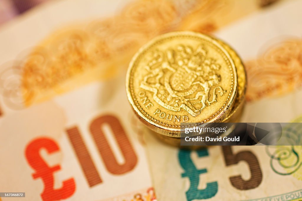 Pound notes and coins