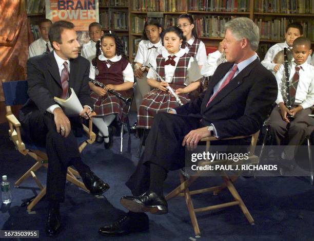 President Bill Clinton is interviewed on the NBC-TV "Today" show by host Matt Lauer live from Public School 96 in New York 16 June, 2000. President...