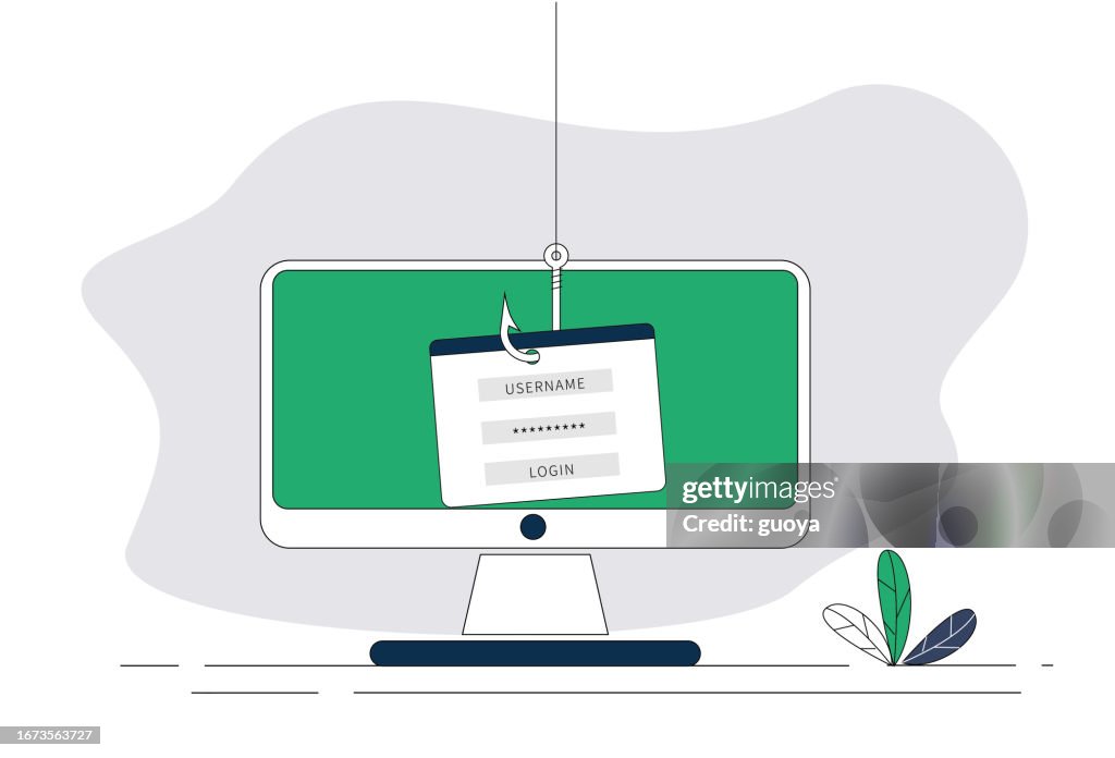 Physhing Computer Phishing Computer Fishhook Computer Security High-Res Vector Graphic ...