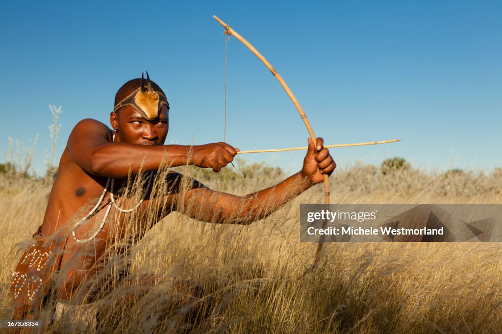 Bushman of Kalahari Desert, Africa.