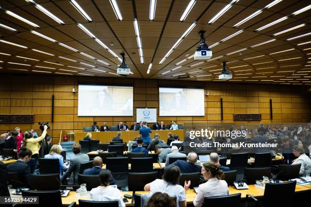 General view of the meeting of the Board of Governors at IAEA headquarters on September 11, 2023 in Vienna, Austria. The IAEA has been monitoring the...