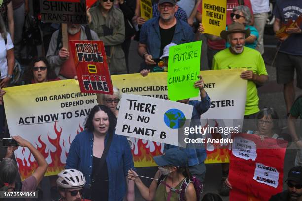 Activists gather for a 'Rally for Climate Sanity' outside Calgary's Town Hall in opposition to the 24th World Petroleum Congress Opening Ceremony, on...
