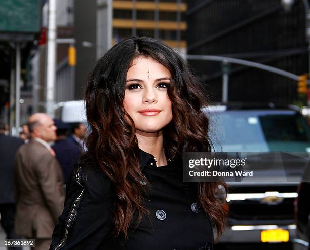 Selena Gomez leaves the "Late Show with David Letterman" at Ed Sullivan Theater on April 24, 2013 in New York City.