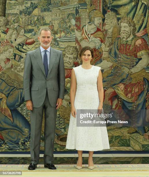 The King of Spain, Felipe VI, receives in audience the President of the Community of Madrid, Isabel Diaz Ayuso, at the Zarzuela Palace, on 11...