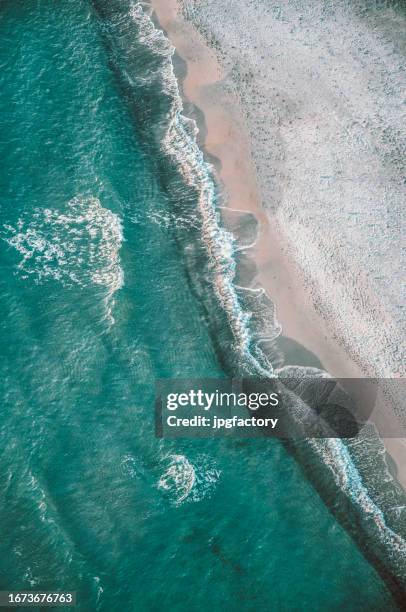 aerial empty beach - greece aerial stock pictures, royalty-free photos & images