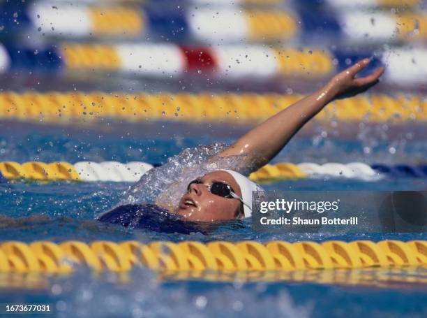 Samantha Nesbit from Great Britain swims the backstroke leg of the Women's 400 metres Individual Medley competition during the LEN European Swimming...