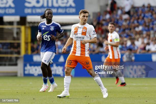 Sacha DELAYE during the Ligue 1 Uber Eats match between Racing Club de Strasbourg Alsace and Montpellier Herault Sport Club at Stade de la Meinau on...