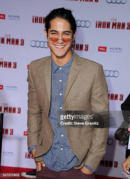 Actor Avan Jogia arrives at the "Iron Man 3" Los Angeles premiere at the El Capitan Theatre on April 24, 2013 in Hollywood, California.