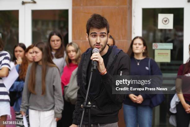 The president of the Student Council of the University of La Rioja, Ramon Sanchez during a concentration called by the UR against sexist and sexist...