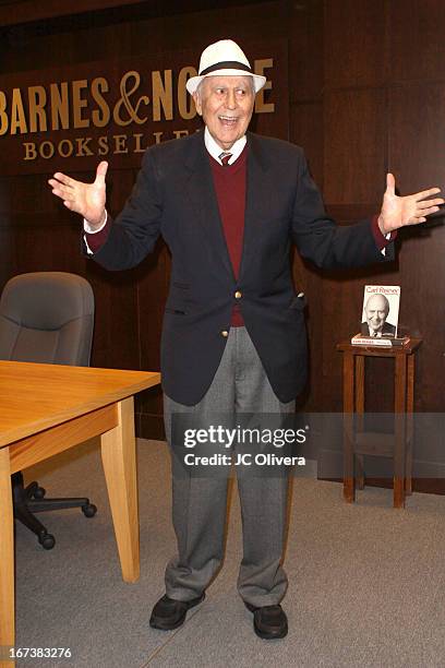 Actor Carl Reiner signs copies of his memoir "I Remember Me" at Barnes & Noble bookstore at The Grove on April 24, 2013 in Los Angeles, California.