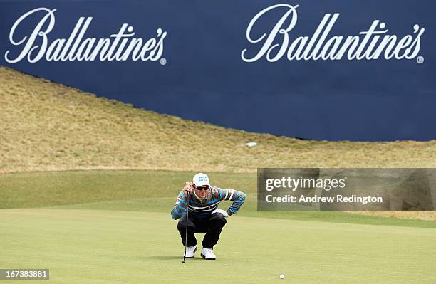 Mikko Ilonen of Finland in action during the first round of the Ballantine's Championship at Blackstone Golf Club on April 25, 2013 in Icheon, South...