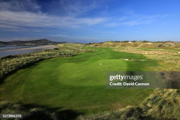 View from, behind the green on the 178 yards par 3, third hole 'Rinnaskeagh' at St Patrick's Links designed by the American golf course architect Tom...