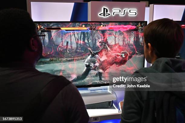 Gamers play Tekken 8 on PlayStation 5 during the Insomnia Gaming Festival #I71 at NEC Arena on September 08, 2023 in Birmingham, England. Insomnia is...