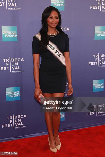 Miss USA Nana Meriwether attends the screening of "Battle of amfAR" & Beyond The Screens: The Artist's Angle during the 2013 Tribeca Film Festival at...