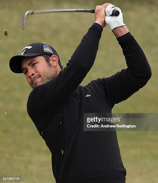 Jean-Baptiste Gonnet of France in action during the first round of the Ballantine's Championship at Blackstone Golf Club on April 25, 2013 in Icheon,...
