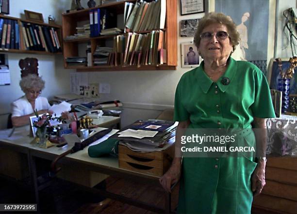 Rosa Roisinblit , vice President of "Abuelas de Plaza de Mayo" poses next to President Estela de Carlotto at the Grandmothers head office, 12 March...
