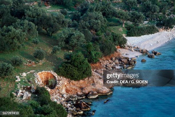 Section of the Arcadia coastline, Peloponnese, Greece.