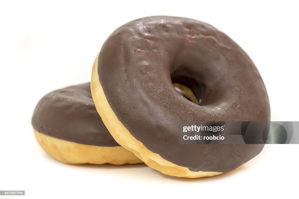 Chocolate donut isolated on white background