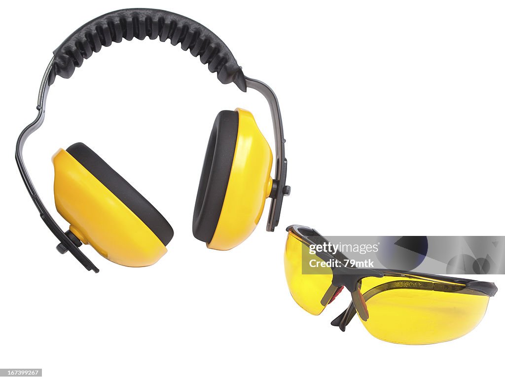 Hearing protection ear muffs and eyewear