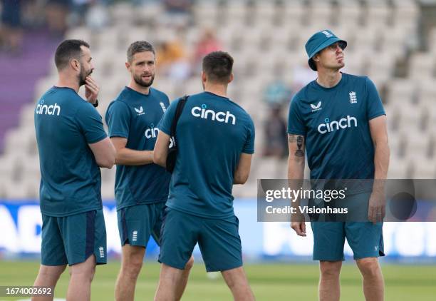 Former England player Andrew Flintoff in his role as mentor to the England team before the second Metro Bank One Day International match between...