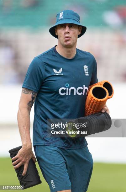 Former England player Andrew Flintoff in his role as mentor to the England team before the second Metro Bank One Day International match between...