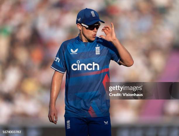 Sam Curran of England during the second Metro Bank One Day International match between England and New Zealand at The Ageas Bowl on September 10,...