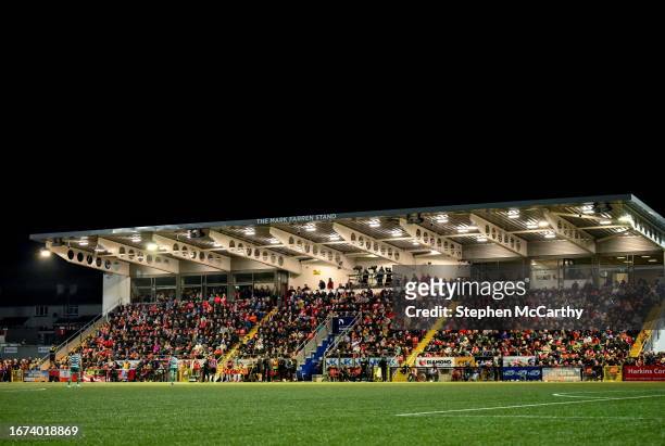 Derry , United Kingdom - 15 September 2023; A general view of the The Mark Farren Stand during the SSE Airtricity Men's Premier Division match...