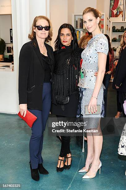 Lisa Love, Maryam Malkapour and Annelise Petersen attend Director's Circle Celebrates Wear LACMA, Sponsored By NET-A-PORTER And W at LACMA on April...