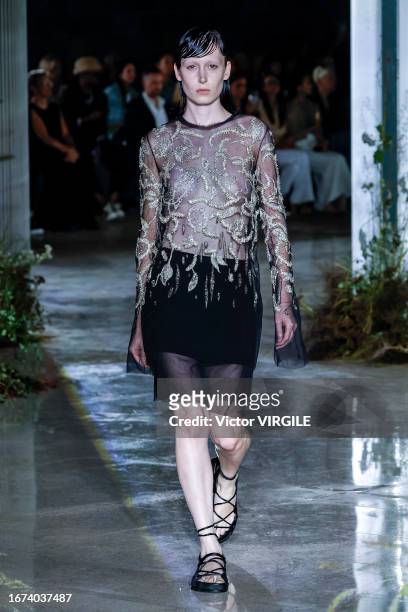 Model walks the runway during the Jason Wu Ready to Wear Spring/Summer 2024 fashion show as part of the New York Fashion Week on September 10, 2023...