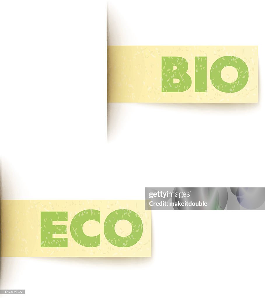 Satz von zwei Papier-Aufkleber mit text Öko-design